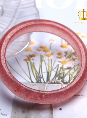 极速草莓晶手镯招桃花旺s夫少女粉水晶手环天然冰种玉髓细条冰透