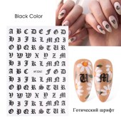 Desi Stickers Nail 极速3D Black Art Letter CoWol Gothic Gold