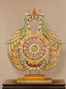 极速泰国孔雀开屏木雕摆件东南亚风格酒店M会所客厅装饰品落地迎