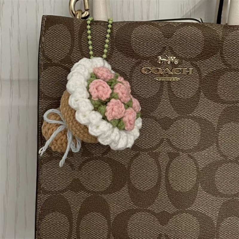 极速毛线手工编织迷你花束diy材料包挂K件钥匙扣钩针打发时间解闷