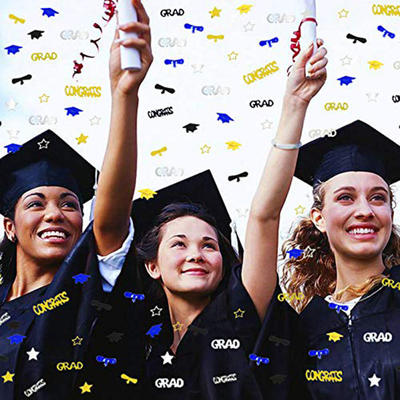 新品Graduation Cap 2023 Confetti Gold IBlack Grad Decoration