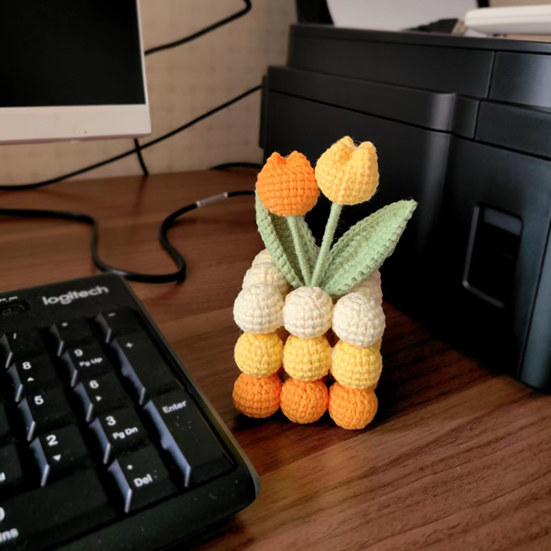 极速DIY手工编织郁金香花束魔方摆件毛K线花钩织材料包自制礼物送