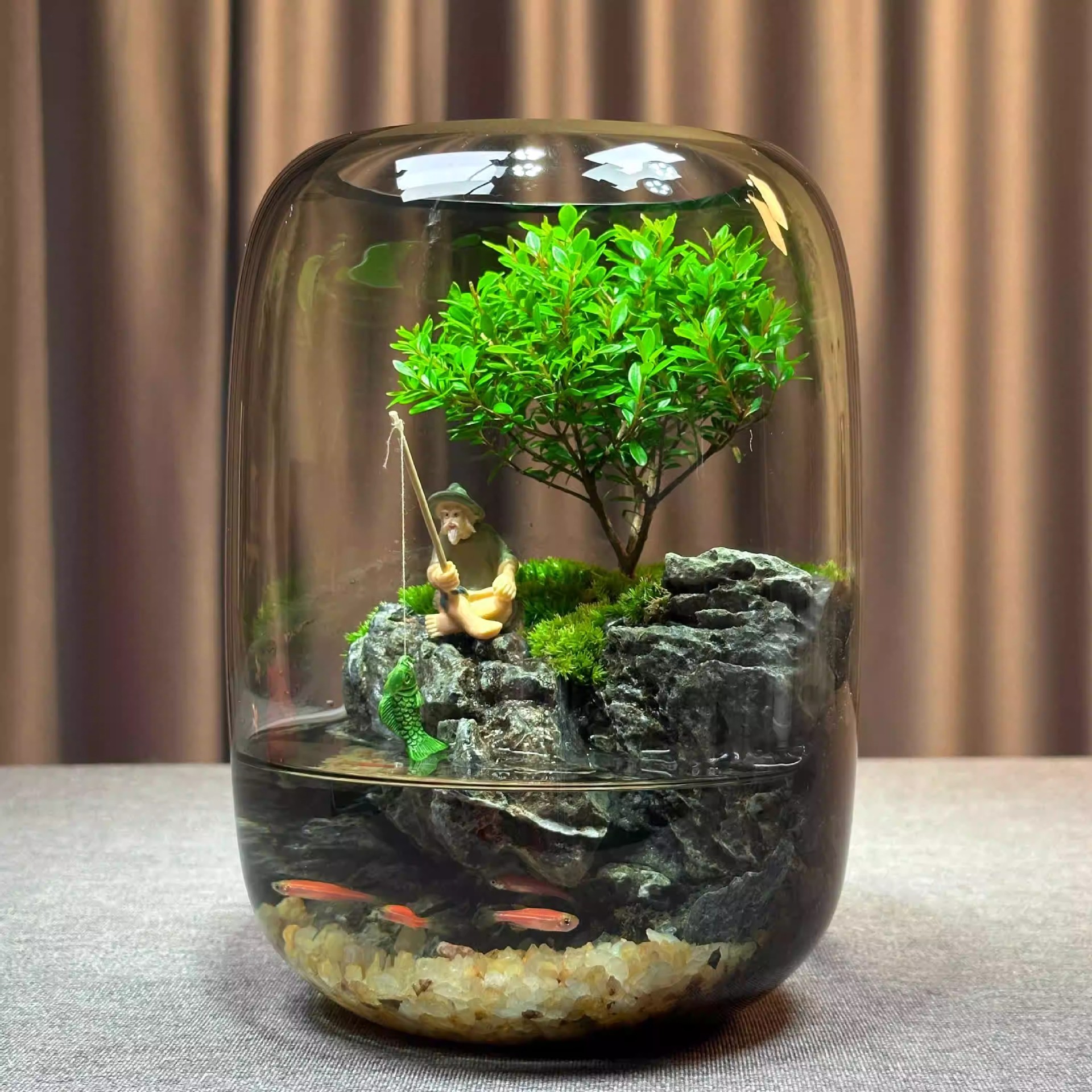 生态瓶微景观鱼小型小鱼缸桌面造景观赏鱼虾diy创意礼物生态鱼缸