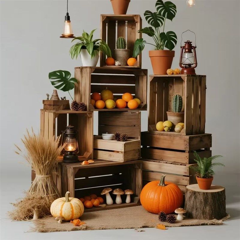 法式水果木箱复古收纳箱长方形花架木箱实木木S框水果木箱储物箱,商业/办公家具,置物架/陈列架/储物架/展示架,淘宝优惠券,粉丝福利购,淘宝优惠卷