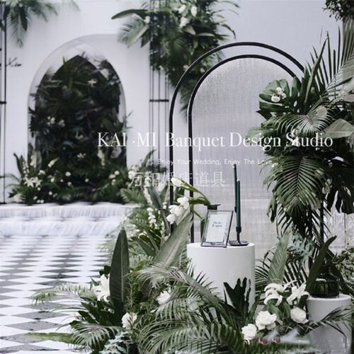 新款婚庆道具黑色拱形拱门舞台背景迎宾I摆件装饰婚礼铁艺花架架