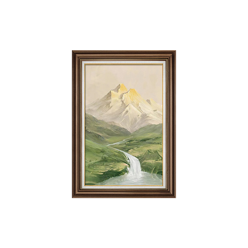 美式入户玄关装饰k画正对门走廊过道挂画山水风景壁画2023新款油