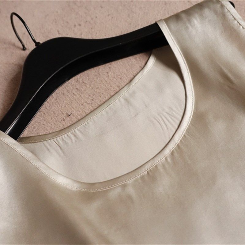 纯真丝无袖背心女夏外穿内u搭桑蚕丝缎面宽松韩版百搭休闲上衣新