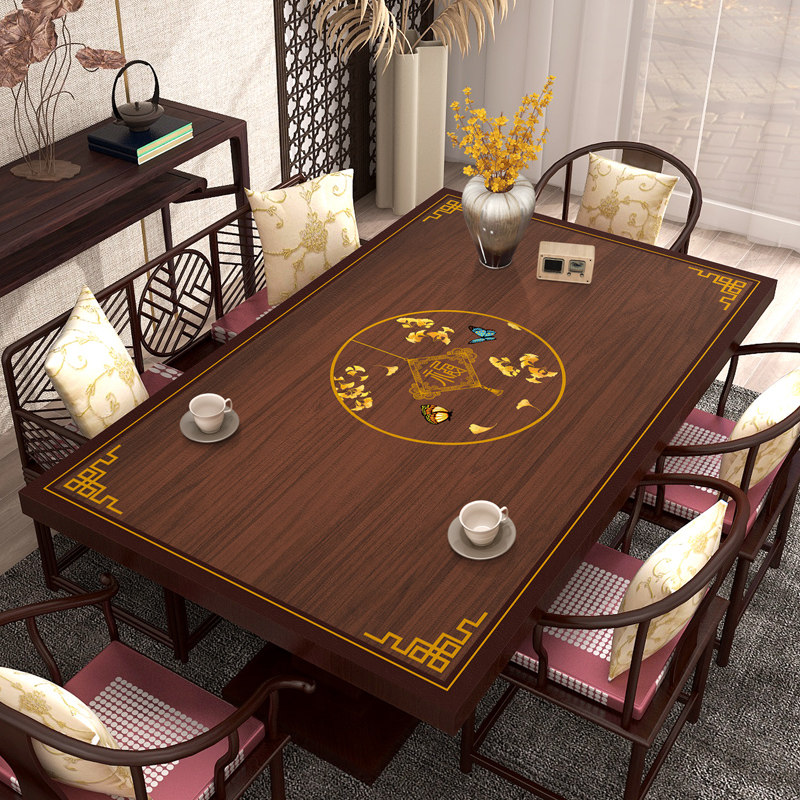 新中式桌垫桌布免k洗防油防水仿木纹茶几垫餐桌垫隔热垫防烫茶桌,居家布艺,桌布,淘宝优惠券,粉丝福利购,淘宝优惠卷