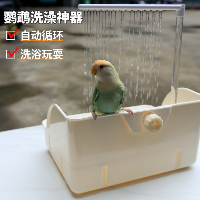 鹦鹉洗澡盆自动循环小鸟洗澡神器外置小太阳八P哥虎皮牡丹专用浴