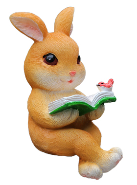 家居桌边坐姿卡通兔子看书电w视柜摆件花盆装饰花园庭院摆设造景