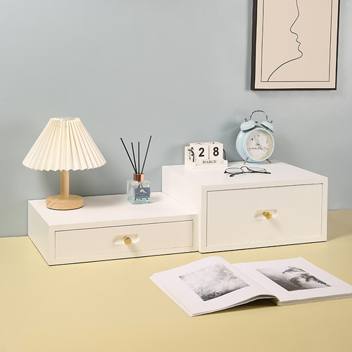 桌面抽屉式收纳盒木质手u饰首饰文件整理盒办公室宿舍储物盒箱子