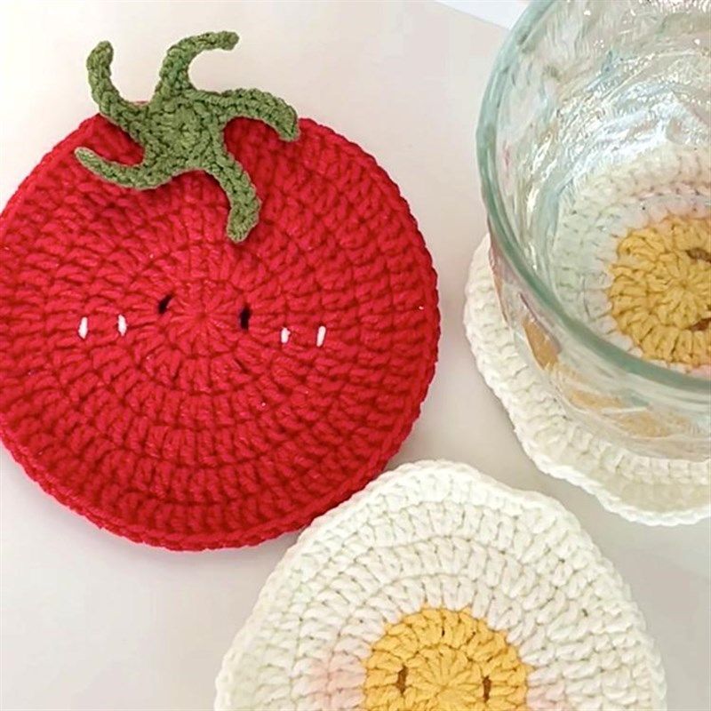 DIY手工钩织西红柿杯q垫毛线编织材料包番茄钩针礼物煎蛋茶杯垫子,服饰配件/皮带/帽子/围巾,DIY编织材料包,淘宝优惠券,粉丝福利购,淘宝优惠卷