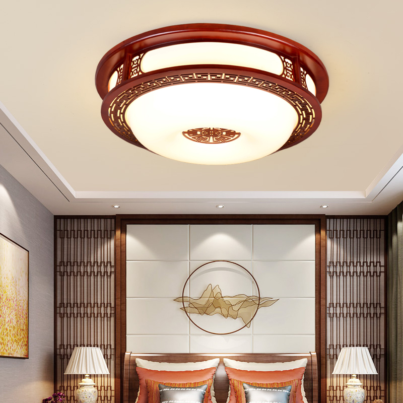 新中式吸顶灯长方形中国风u实木大灯2023新款大户型家用客厅主灯