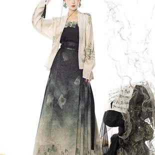 洛花赋【锦灰堆】明m制汉服女新中式印花马面裙日常通勤风套装秋