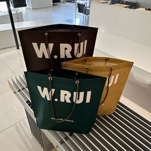 肩背环保无纺布手提袋暗扣t无纺布袋子定制logo包装袋服装店手提