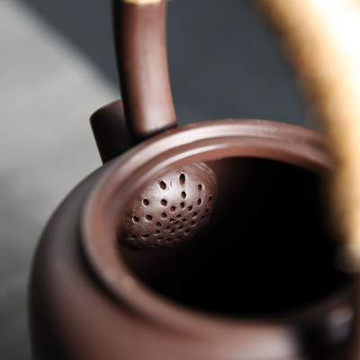 紫砂提梁壶e陶瓷凉水壶泡茶壶带过滤网家用定制功夫茶具单壶刻字