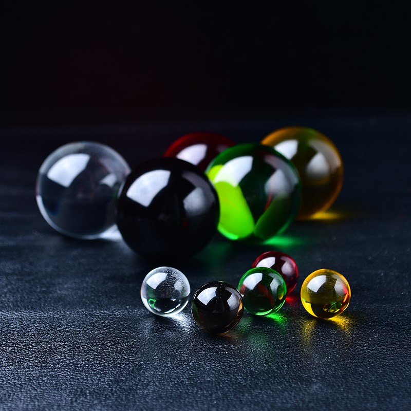 五行五色水晶球红黄黑绿白球五x色石k9玻璃球办公开业乔迁居家装