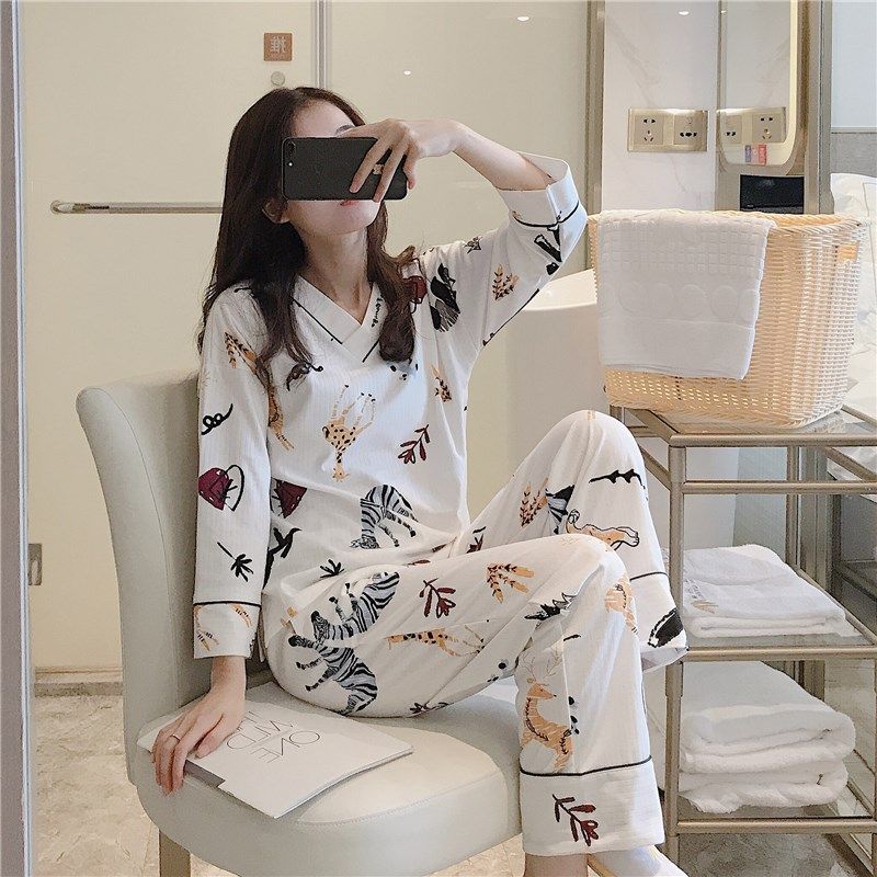 纯棉睡衣女夏季薄款长o袖韩版宽松可爱全棉少女春秋家居服两件套,女士内衣/男士内衣/家居服,睡衣/家居服套装,淘宝优惠券,粉丝福利购,淘宝优惠卷