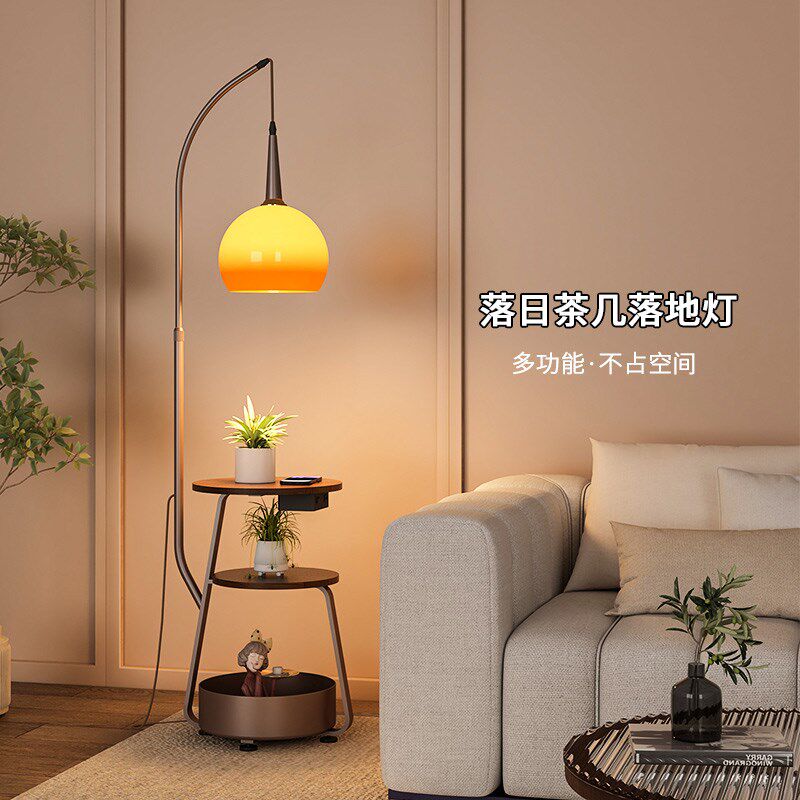 中古风落地灯e客厅卧室床头柜置物架柚子灯沙发旁边茶几钓鱼灯441