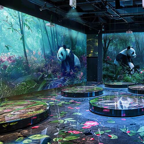 沉浸式LED显示幕室内裸眼3d器Immersive全彩高清LED看板灯全息弧