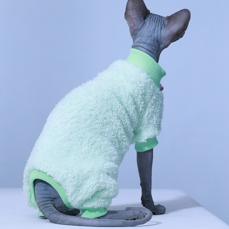 双面绒四脚衣护肚子无毛猫衣服斯芬克斯猫德文衣服柔软冬天