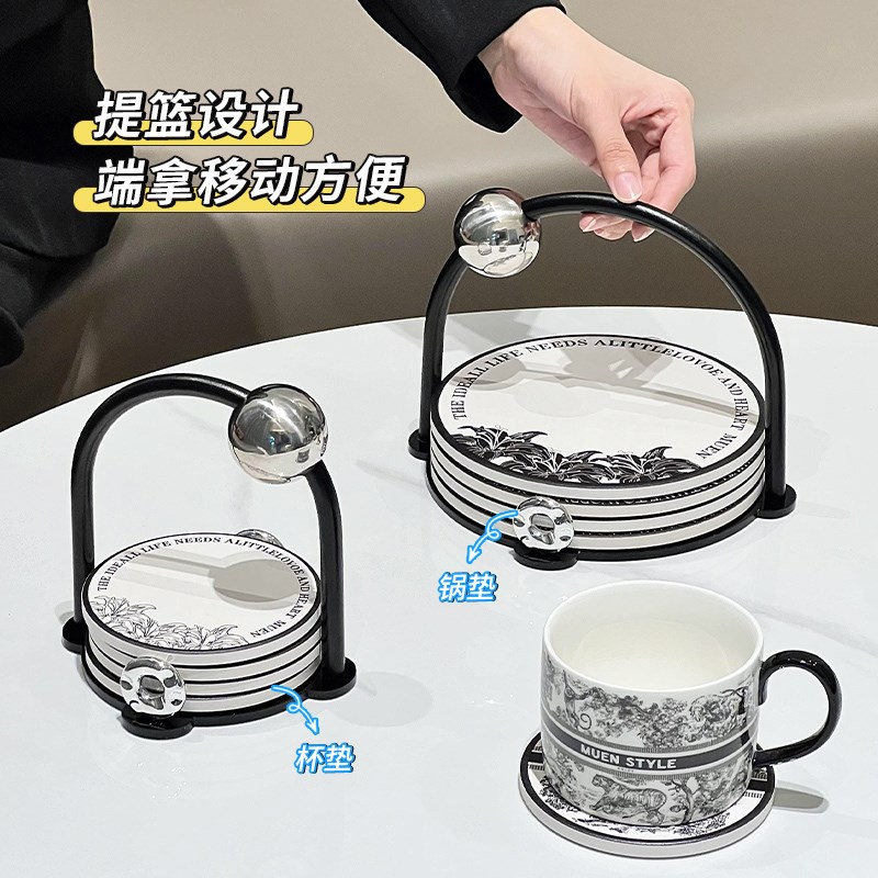 轻奢锅垫套装餐桌隔热防烫垫砂锅垫耐高温家用杯垫碗盘垫子高级感