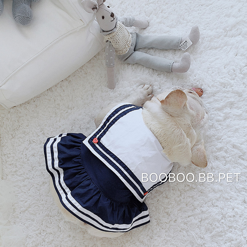法斗裙子海军风制服法斗衣服春秋薄款狗背心斗牛犬巴哥犬