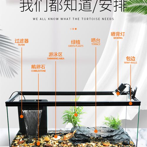 大型底部排水乌龟缸带晒台免换水玻璃龟鱼缸生态饲养缸宠物龟箱
