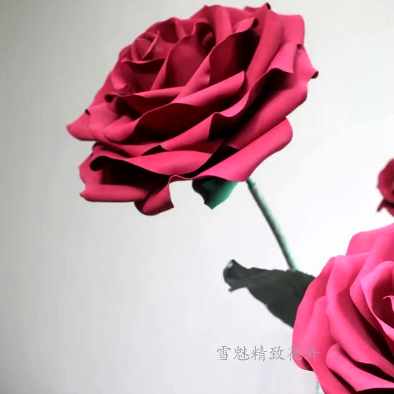 大红巨型玫瑰防水室外泡沫纸花婚庆婚礼仿真立体手工纸花背景装饰