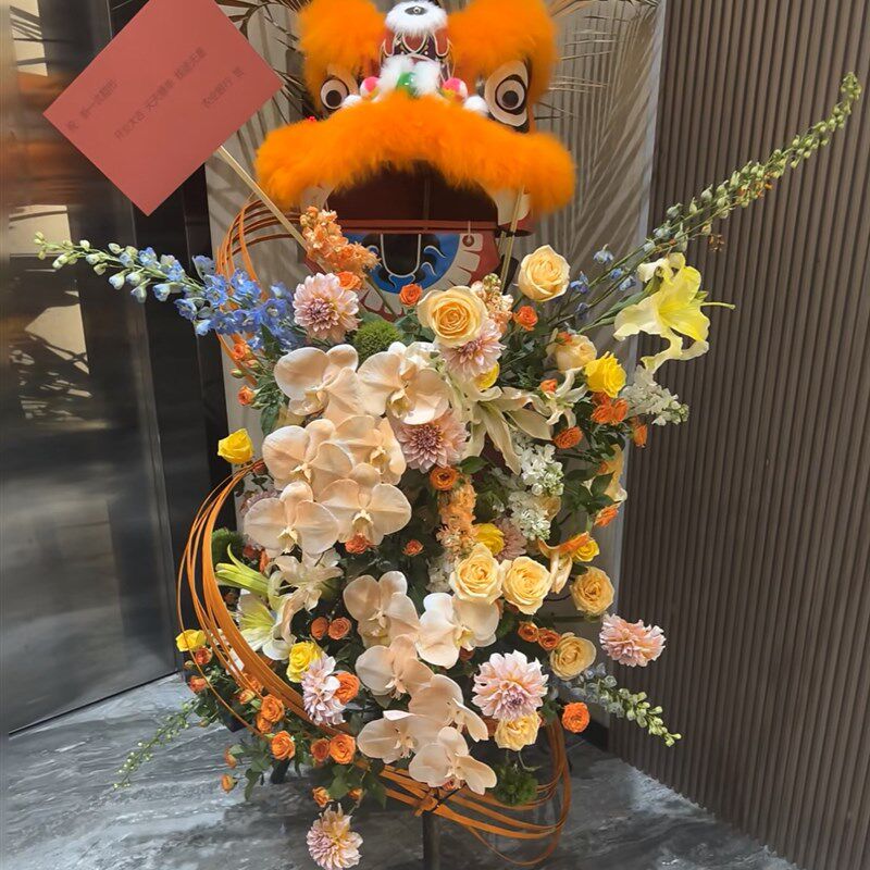 狮子头舞狮头套南狮幼儿园表演道具小狮头塑料羊毛狮开业花篮