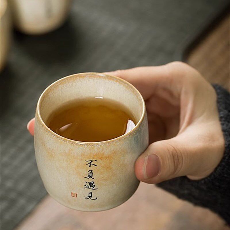 景德镇纯手工陶瓷窑变釉茶杯志野烧主人杯品茗杯私人定制刻字杯子
