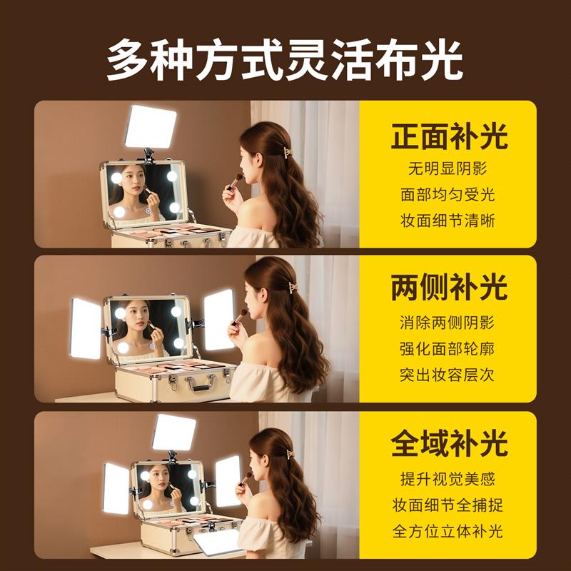 专业化妆师补光灯可携式舞台婚礼跟妆专用led打光灯双色温美妆美