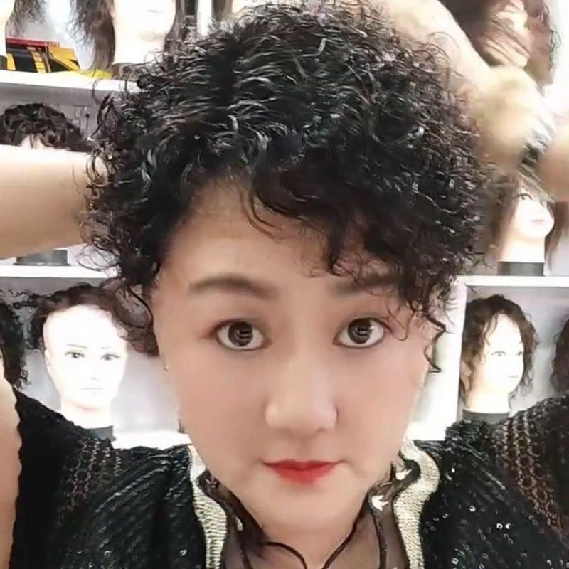 假发卷发小卷假发真头发羊毛卷可水洗额头蓬松假发片头顶中老年
