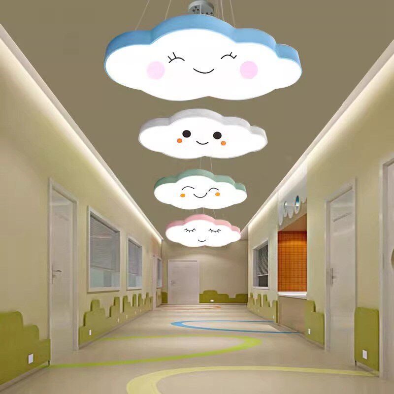 幼儿园云朵吸顶灯培训中心过道早教机构儿童乐园卡通笑脸白云吊灯