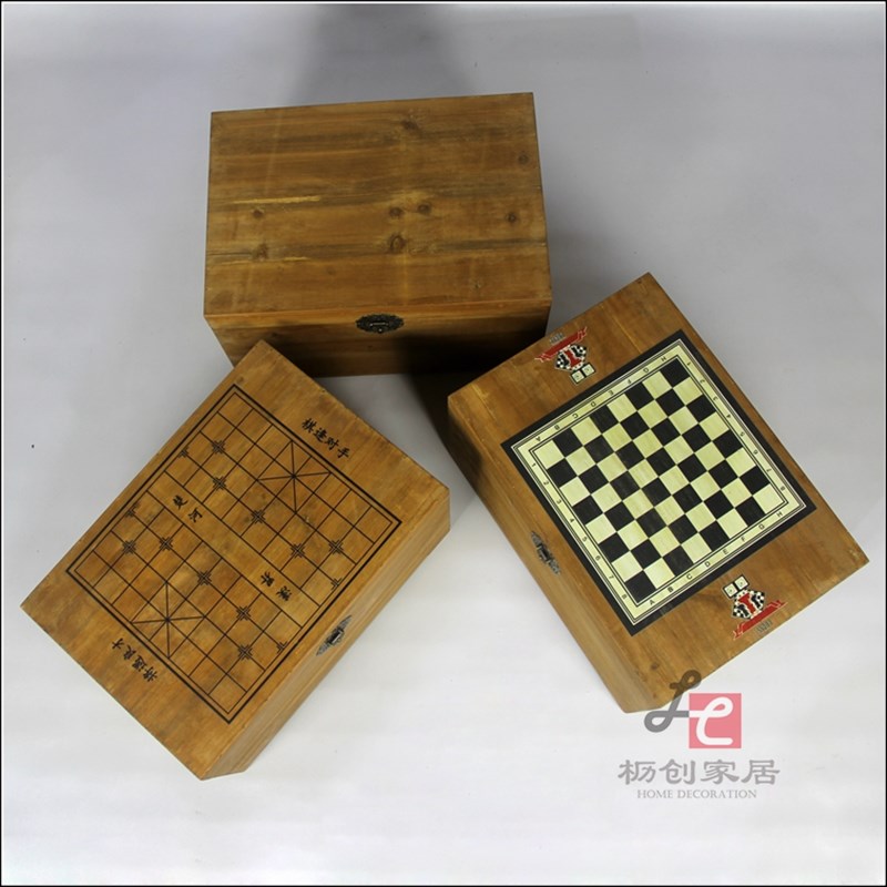 实木复古装饰收纳木箱子长方形翻盖密封大号收纳箱茶几陈列可坐人