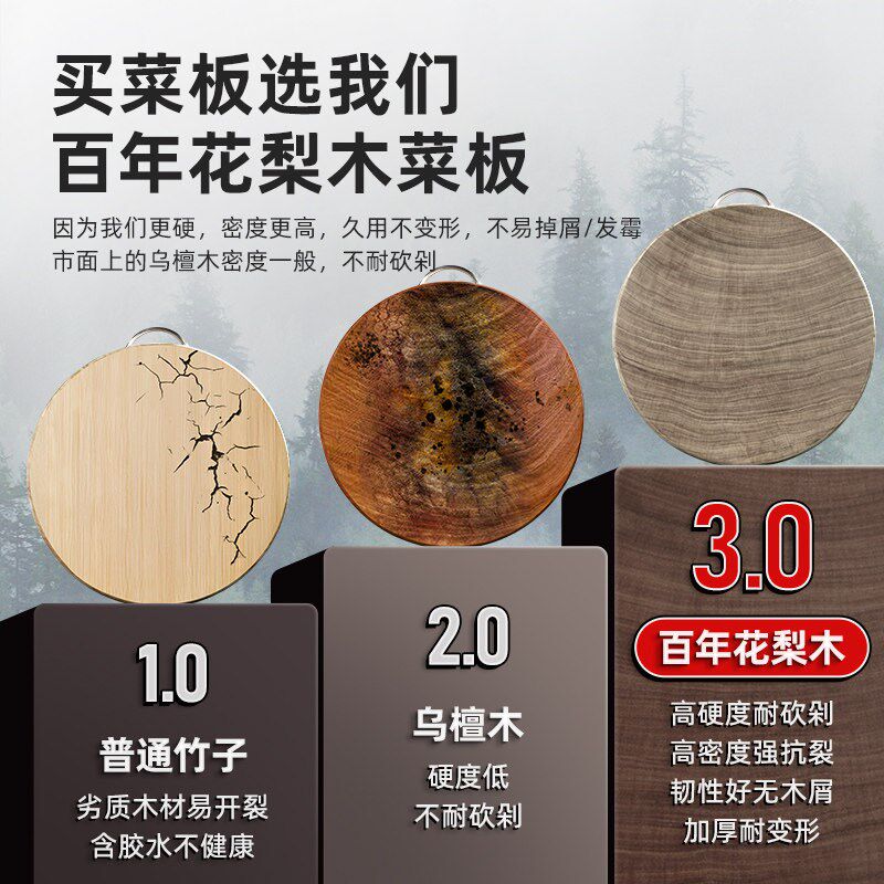 花梨铁木砧板抗菌防霉菜板实木家用整木商用刀板木粘板案板切菜板