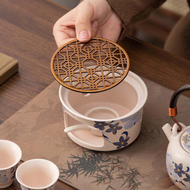灵兰百合煮茶炉家用室内暖茶炉蜡烛保温茶炉煮茶器煮茶壶茶具套装