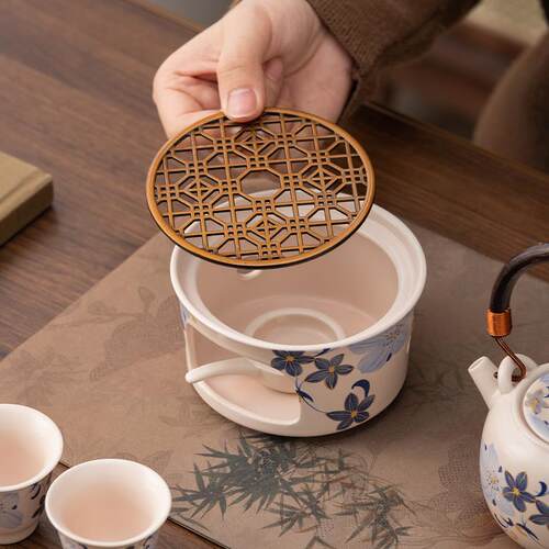 灵兰百合煮茶炉家用室内暖茶炉蜡烛保温茶炉煮茶器煮茶壶茶具套装