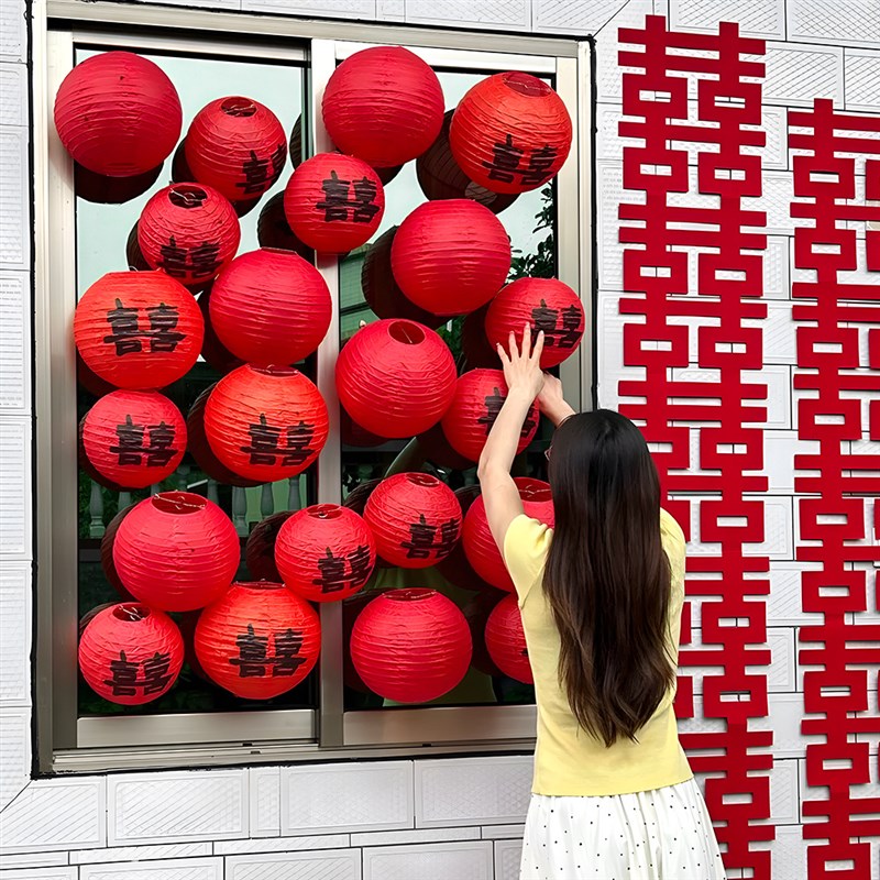 结婚红色喜字灯笼婚房氛围感布置装饰套装农村庭院子大门婚礼现场