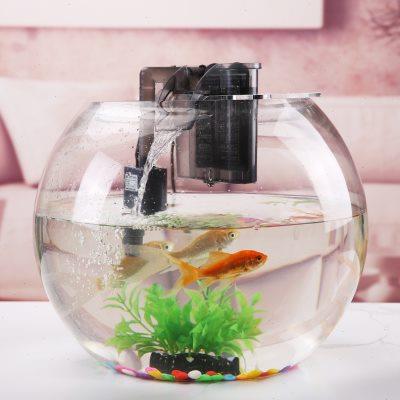 圆形玻璃鱼缸小型客厅免换水生态水族箱桌面金鱼缸超白家用乌龟缸