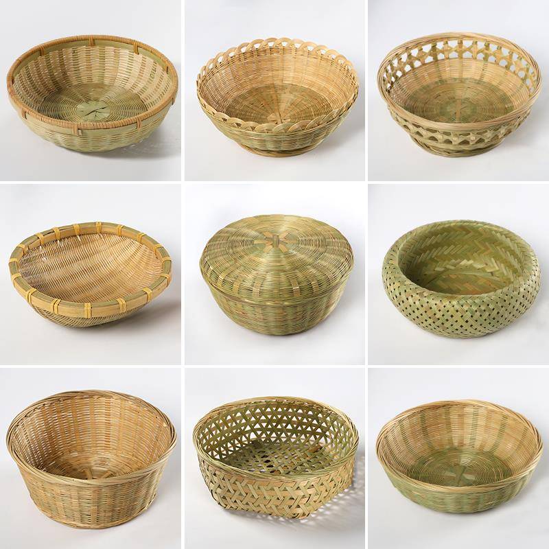 竹编果盘馒头筐竹篮果篮手工零食盘厨房沥水篮子水果盘田园竹制品