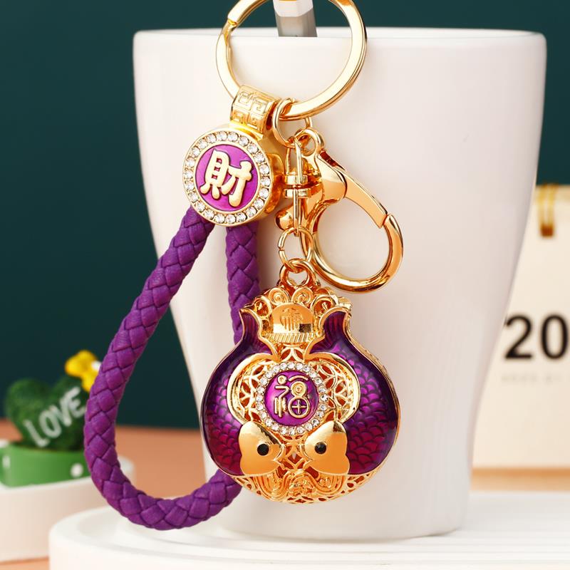 国潮招财双鱼福袋汽车钥匙扣女包包挂件钥匙炼 炼 圈可爱精致创意