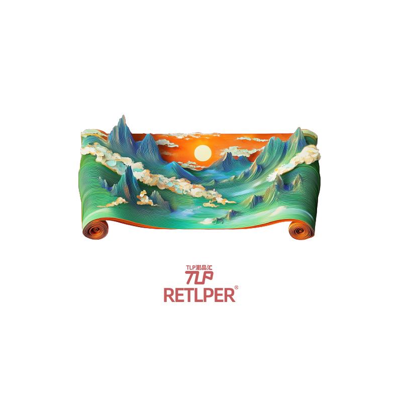 RETLPER反光贴纸 原创 山水画卷 新中式立体感 防水装饰平面贴纸图片