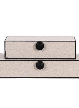 现代简约肌理香槟色收纳盒首饰盒艺术摆件设计师软装饰品家居创意