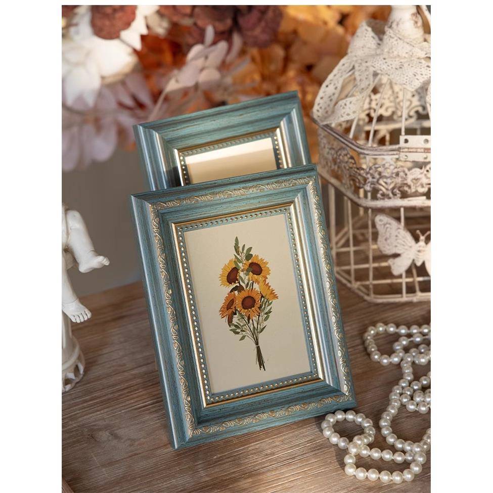 美式覆古画框照片框 正方形6寸10寸相片像框儿童油画棒相框摆台