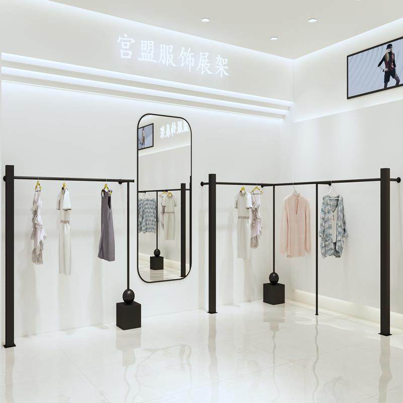 服装店展示架落地式男女装黑色架子上墙童装壁挂式衣服架简约货架