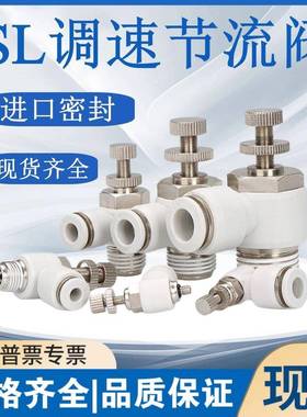 气动气管螺纹快插气缸调速接头节流阀SL4/6/8/10/12-M5-01-02-03