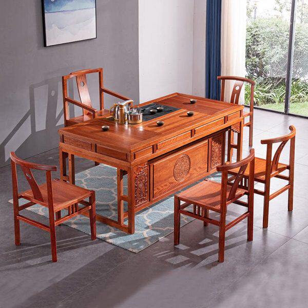 金花梨木实木茶桌椅组合中式红木茶桌功夫茶几办公室禅意茶台客厅