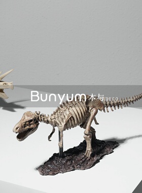 复古恐龙骨架摆j件书桌面书柜博古架工艺品样板间办公室软装