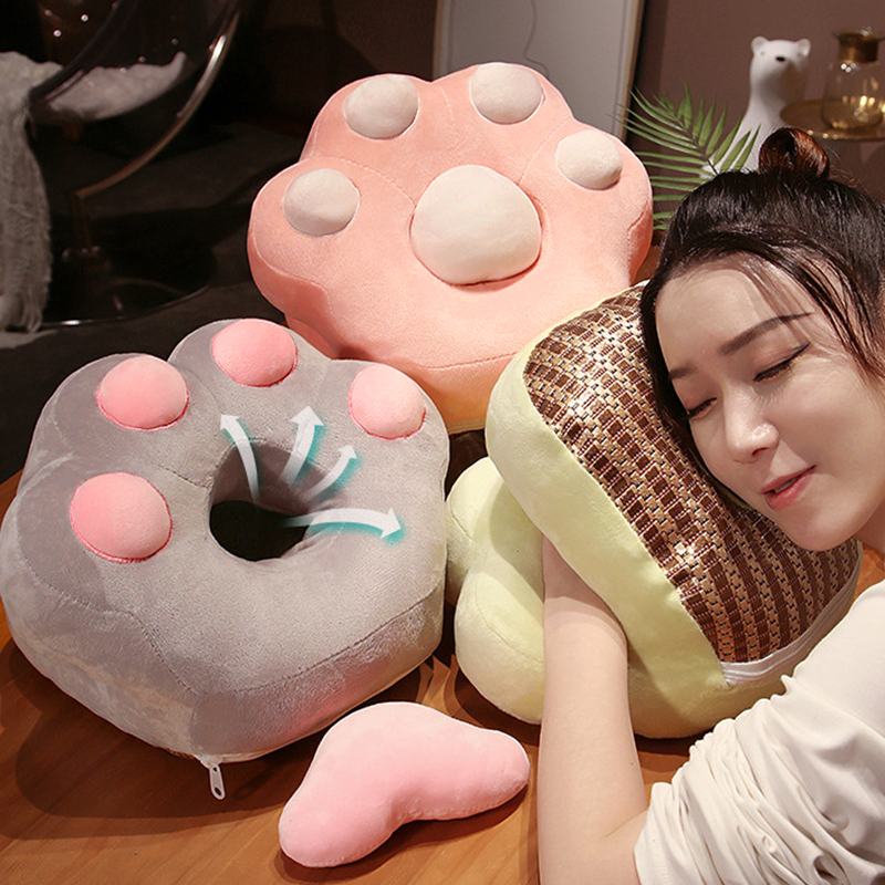 猫爪凉席午睡枕j趴睡枕办公室午休神器小学生儿童抱枕女生睡觉枕